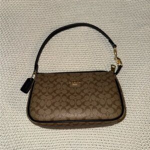 Coach Tan and Black Signature Wristlet